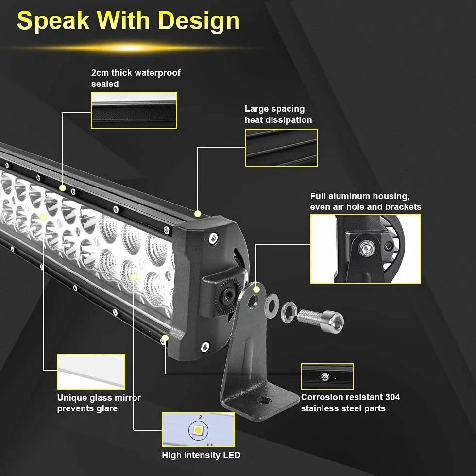 Willpower Barra Led 4x4 50'' 127cm 288W Barra de Luz Led Delgado Faro Led Focos Led 12V 24V Impermeable Barras Led Trabajo para Coche Tractor SUV ATV UTV Camion Barco Todoterreno Furgoneta