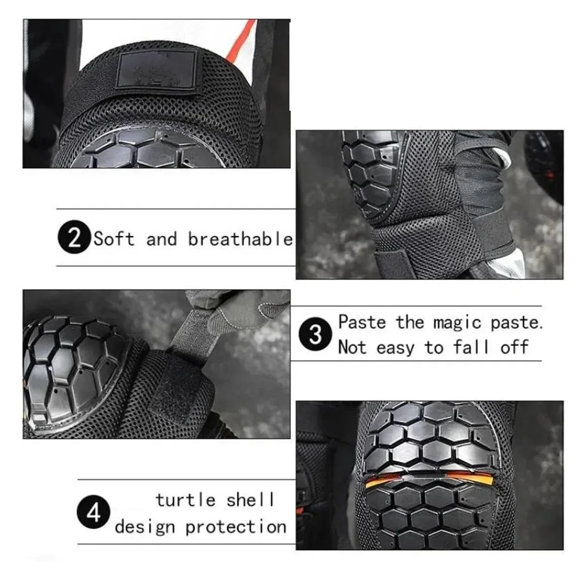 Coderas reflectantes Rodilleras para ciclismo Rodilleras para motocicleta, rodillera táctica para Snowboard, rodillera anticaída, Protector para deportes de equitación, motociclista(L)