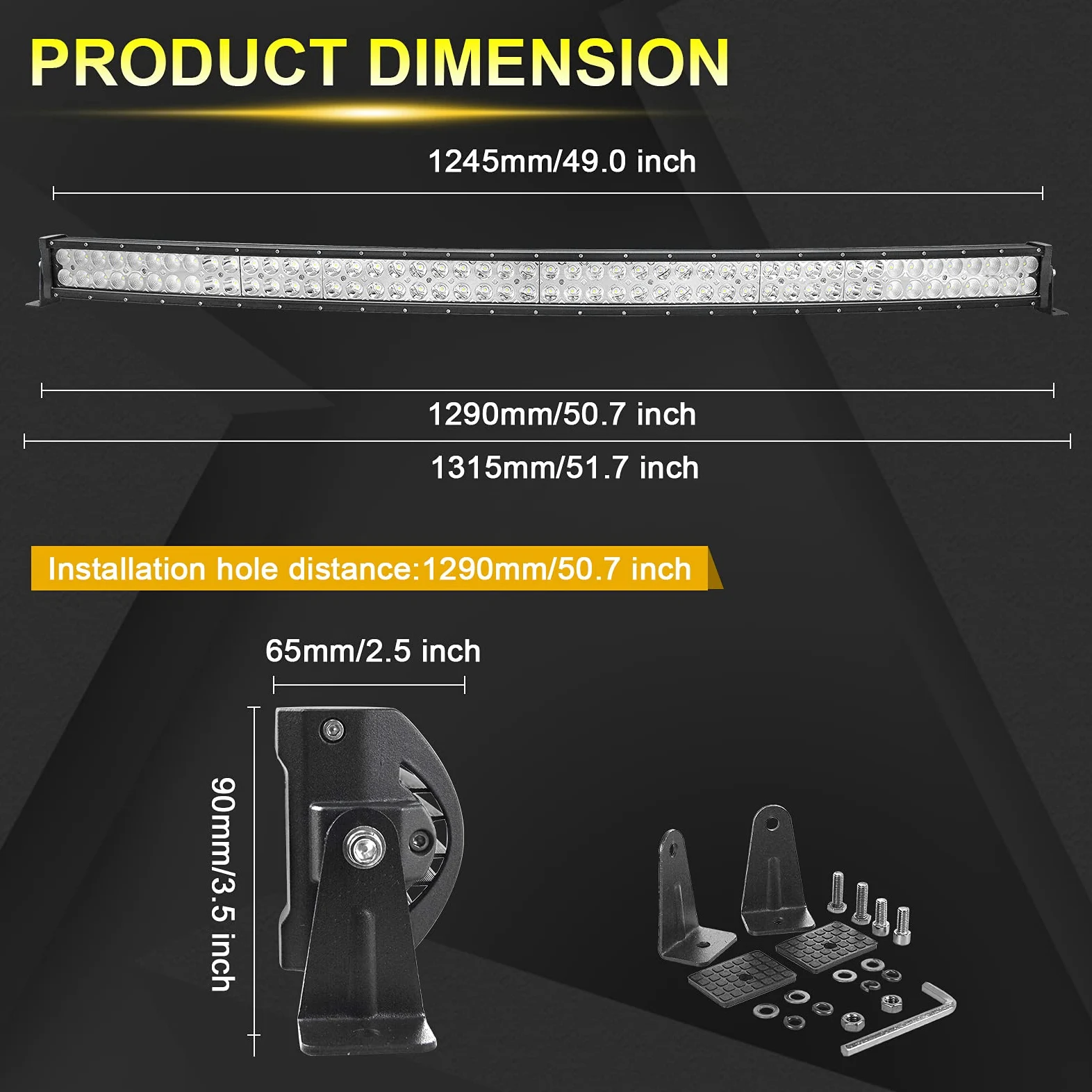 Willpower Barra Led 4x4 50'' 127cm 288W Barra de Luz Led Delgado Faro Led Focos Led 12V 24V Impermeable Barras Led Trabajo para Coche Tractor SUV ATV UTV Camion Barco Todoterreno Furgoneta