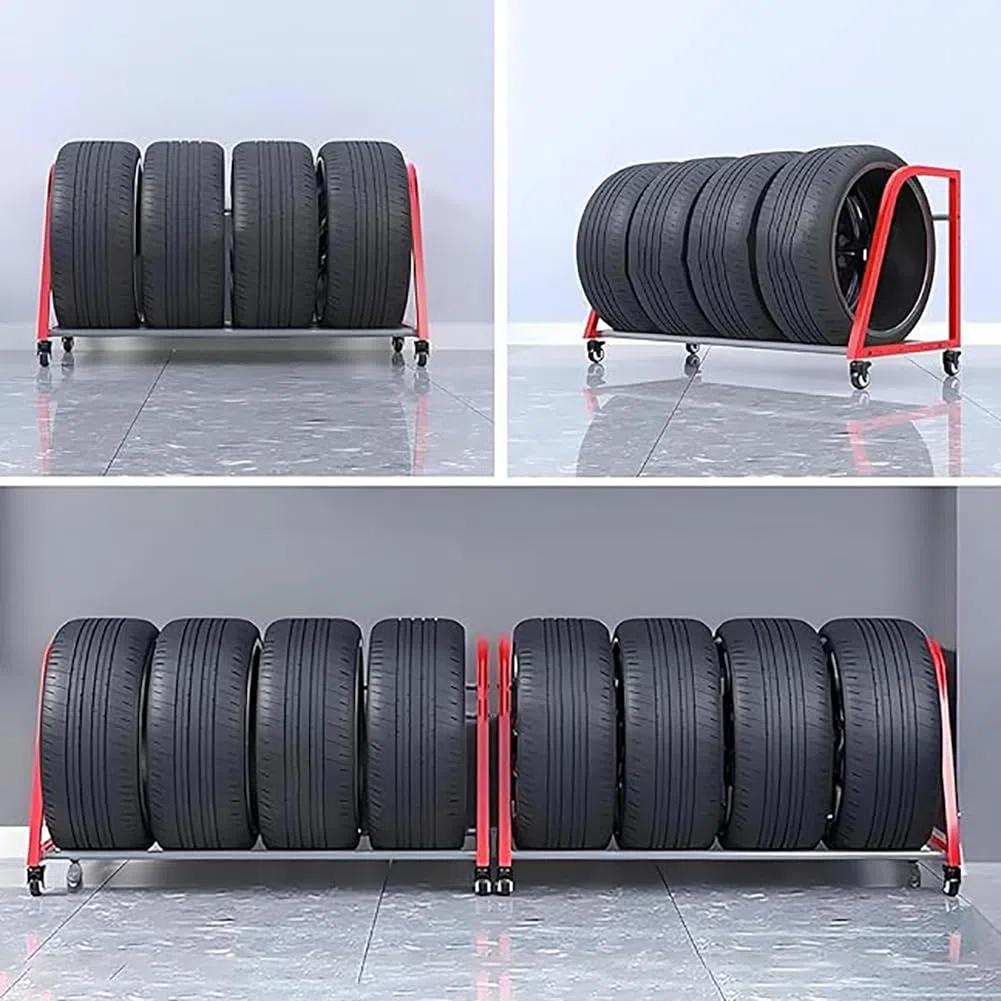 Porta Neumáticos Ajustable, Portaneumáticos con Ruedas para Garaje, Portaneumáticos Portátil para Camiones, Autocaravanas Y Caravanas.