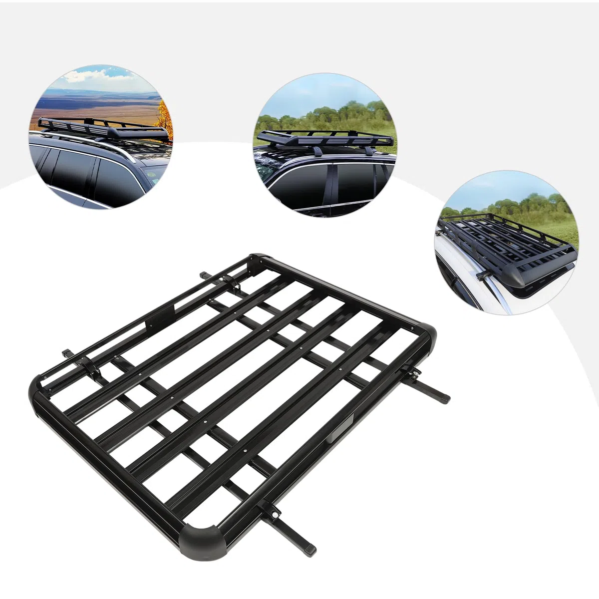 Portaequipajes universal de aluminio de 140 cm negro - Portaequipajes ligero con cesta para coche/autocaravana (compatible con tracción total, montaje universal)
