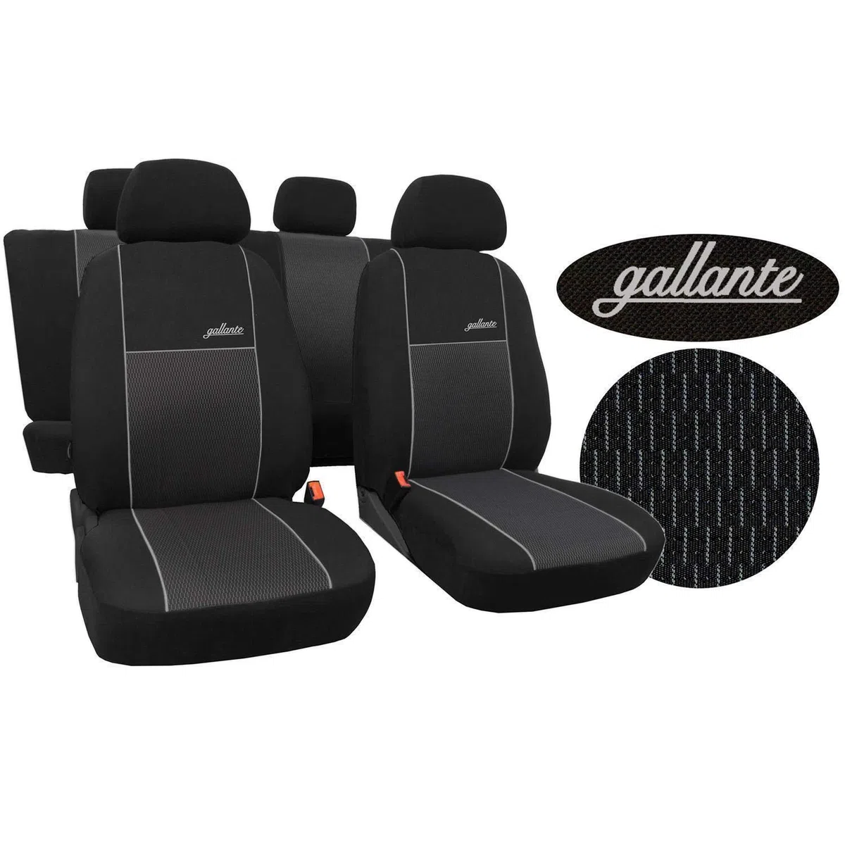 Poliéster Negro 7-Silla Fundas de Asiento para el Coche Cubiertas de Auto Delantero y Trasero Accerios Interiores Protector