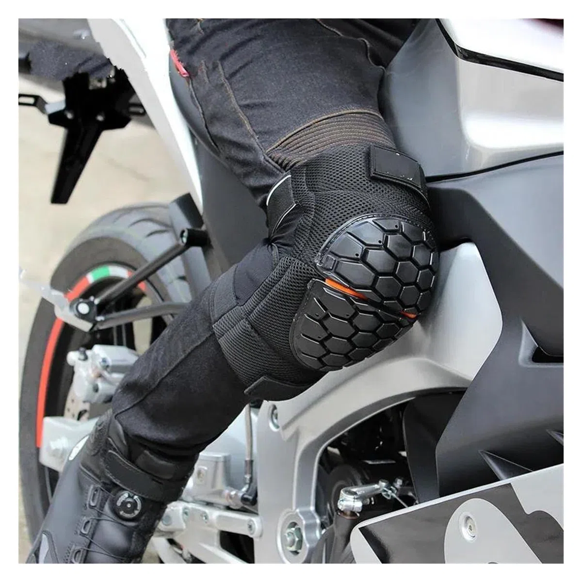 Coderas reflectantes Rodilleras para ciclismo Rodilleras para motocicleta, rodillera táctica para Snowboard, rodillera anticaída, Protector para deportes de equitación, motociclista(L)