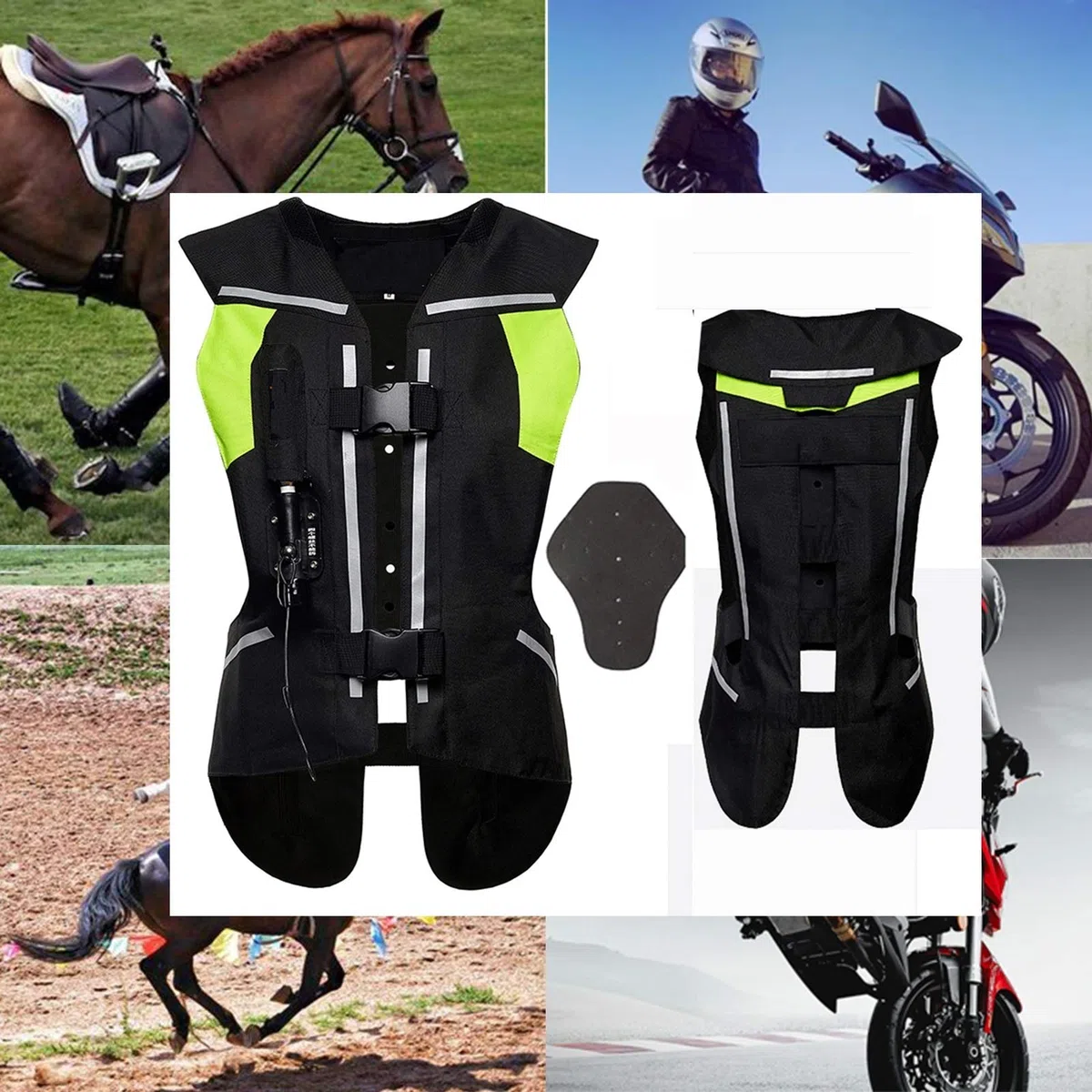 Chaleco de airbag para motocicleta de 0,3 segundos para disparar el airbag, con protección de espalda, cuello, pecho, apto para montar al aire libre, equipo de seguridad