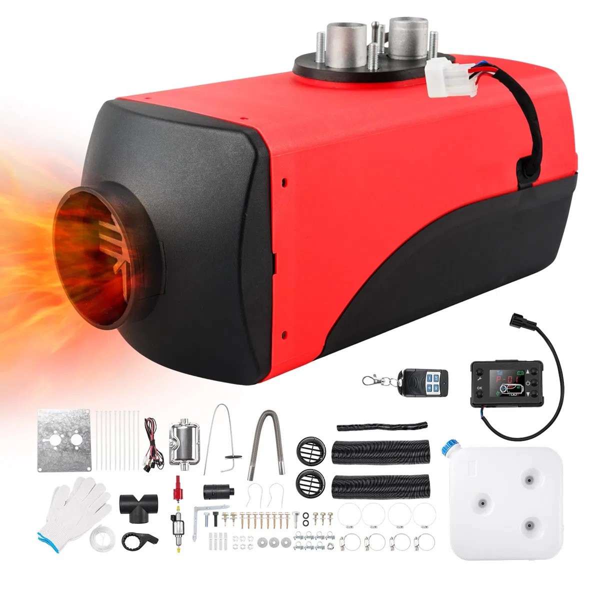 Calefactor de aire diésel portátil de 5 kW y 12 V, calefactor de estacionamiento diésel silencioso con silenciador, control remoto y pantalla LCD para coche, camión, autocaravana, barco, caravana, i