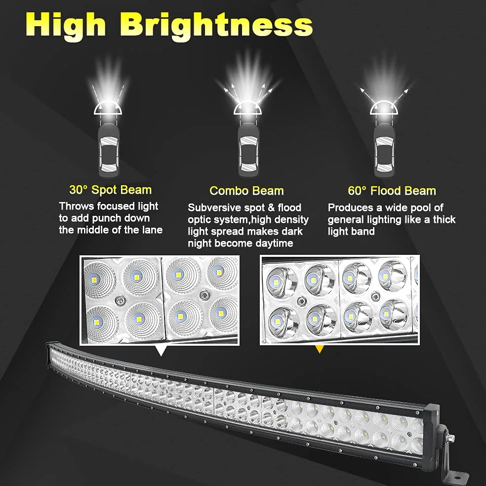 Willpower Barra Led 4x4 50'' 127cm 288W Barra de Luz Led Delgado Faro Led Focos Led 12V 24V Impermeable Barras Led Trabajo para Coche Tractor SUV ATV UTV Camion Barco Todoterreno Furgoneta