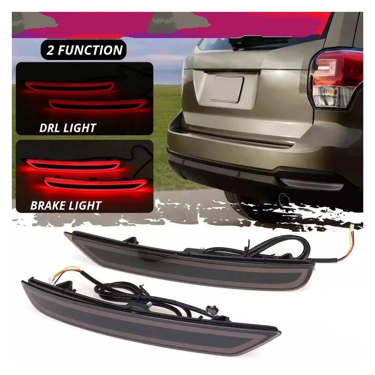 Pilotos Traseros para Subaru para Forester 2008-2016 2017 2018 2019 Luz Antiniebla Señal Freno Conducción Lente Negra Reflector Parachoques Trasero LED Trasera 1 Par Luces Traseras