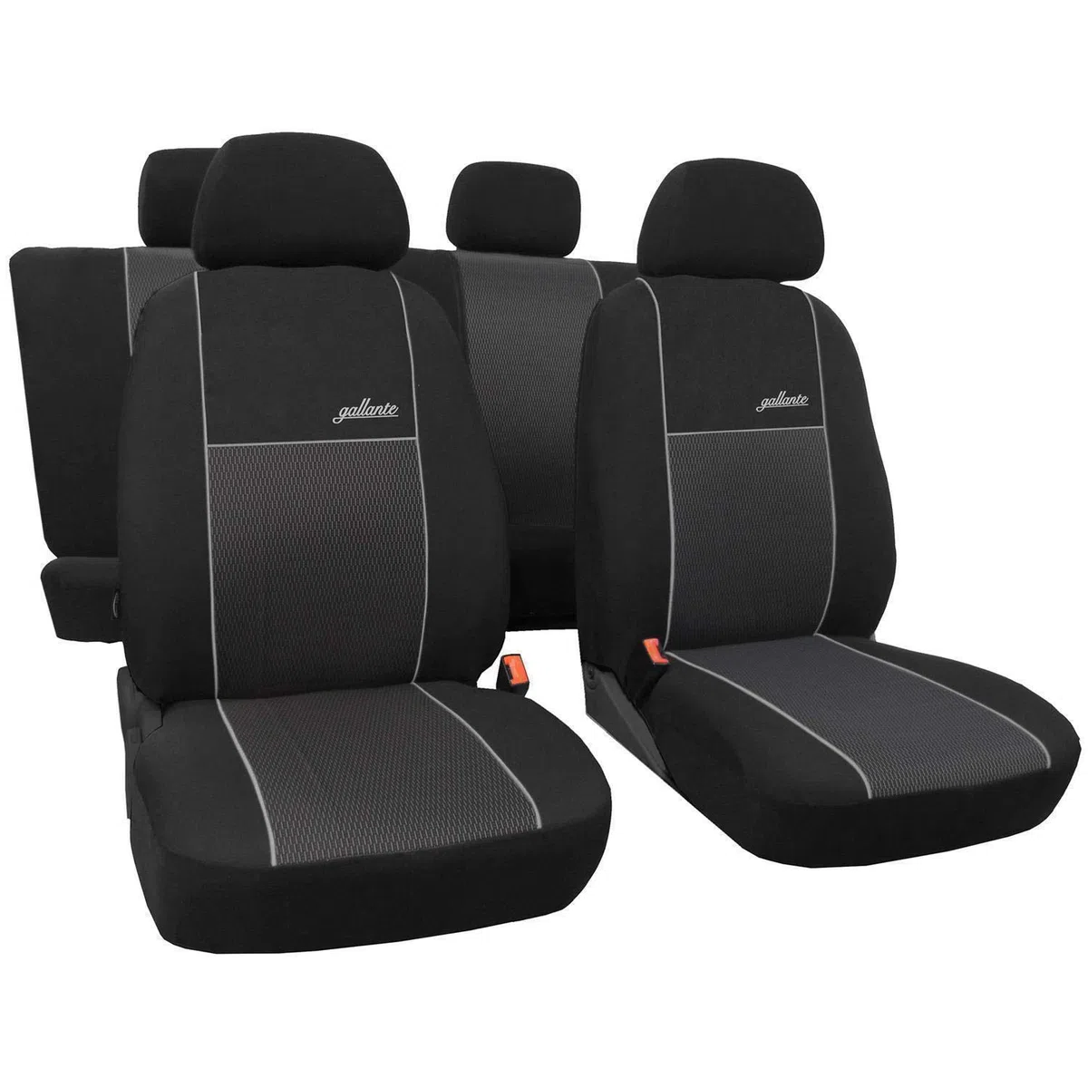Poliéster Negro 7-Silla Fundas de Asiento para el Coche Cubiertas de Auto Delantero y Trasero Accerios Interiores Protector