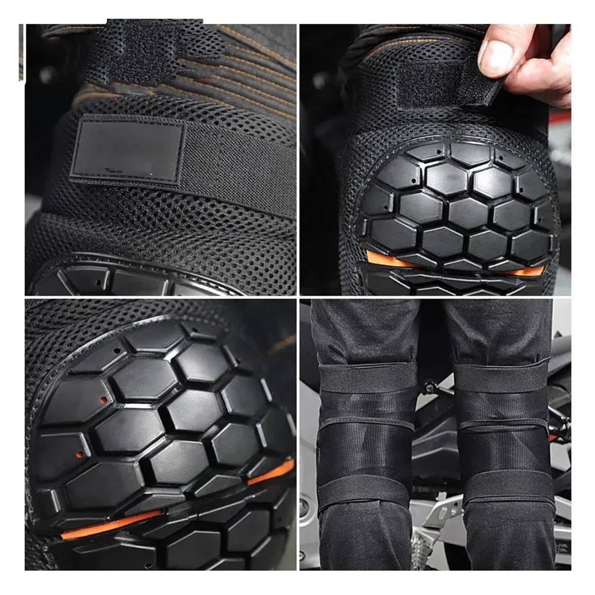 Coderas reflectantes Rodilleras para ciclismo Rodilleras para motocicleta, rodillera táctica para Snowboard, rodillera anticaída, Protector para deportes de equitación, motociclista(L)