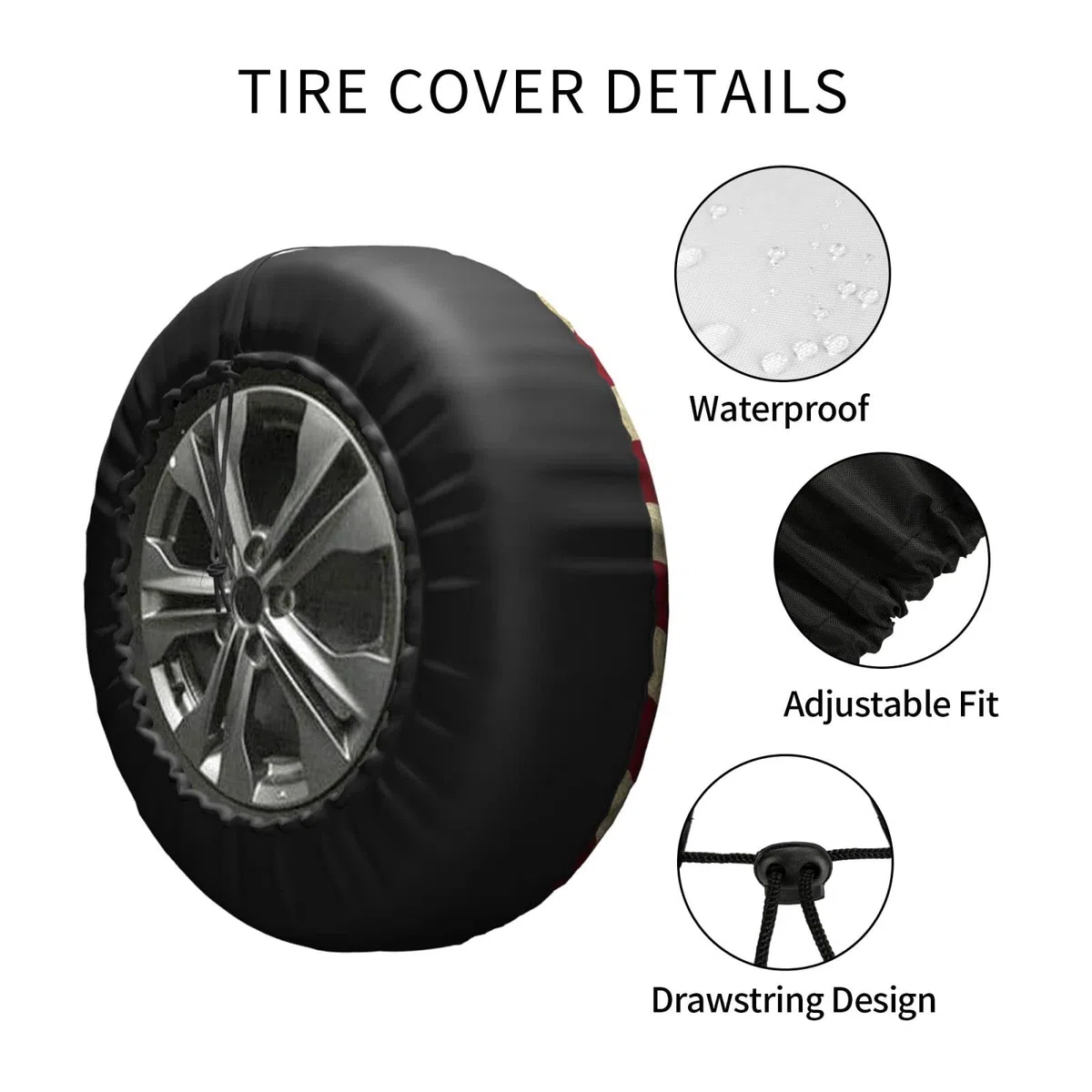 Cubierta de llanta de repuesto para bandera americana retro 01, impermeable, a prueba de polvo, cubierta de neumático UV para Jeep, remolque, RV, SUV y muchos vehículos de 17 pulgadas