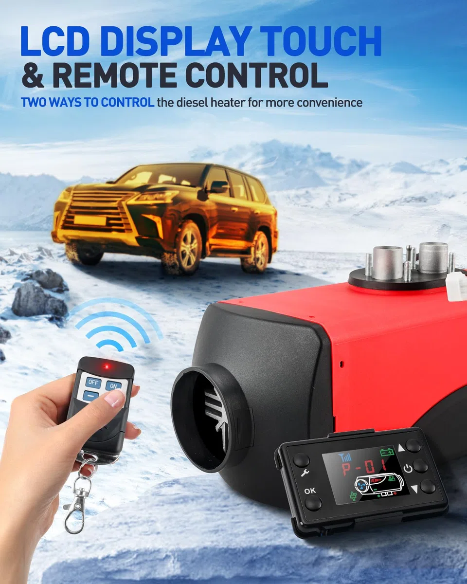 Calefactor de aire diésel portátil de 5 kW y 12 V, calefactor de estacionamiento diésel silencioso con silenciador, control remoto y pantalla LCD para coche, camión, autocaravana, barco, caravana, i